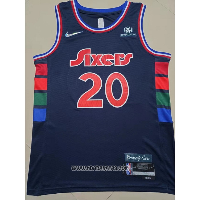 Camiseta Philadelphia 76ers Georges Niang #20 Ciudad 2021-22 Azul
